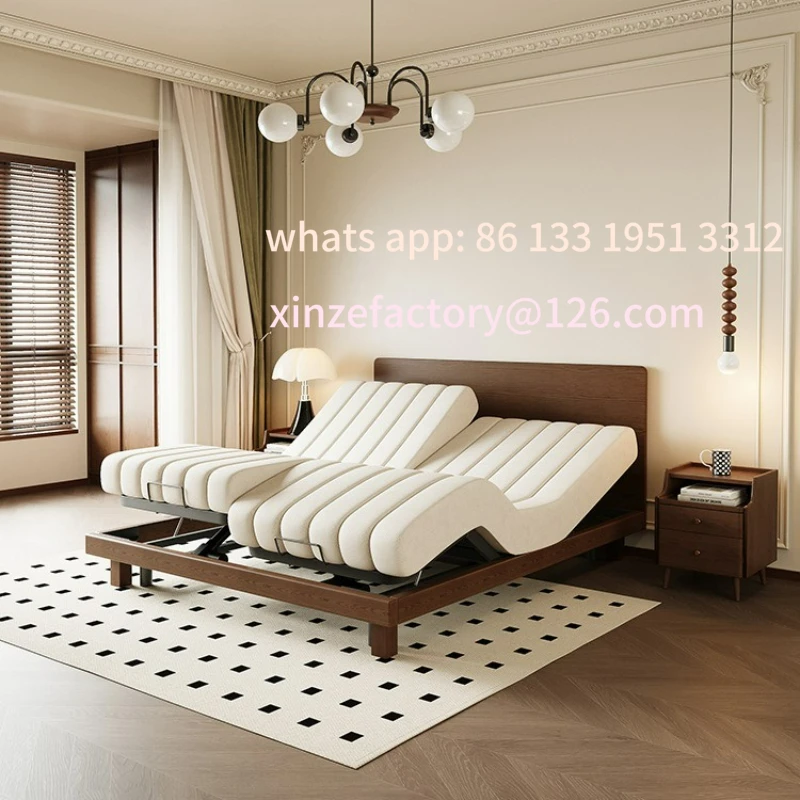 

Customizable solid wood intelligent electric bed frame multifunctional zero-weight bed