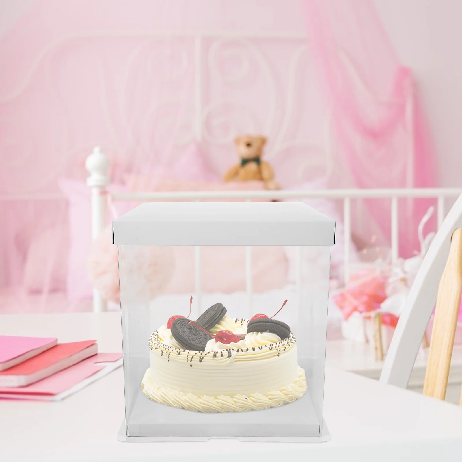 

5pcs Clear Cake Boxes For Birthday Wedding Party Bakery Packaging Transparent Storage Container Small Gift Box Treats Carrier
