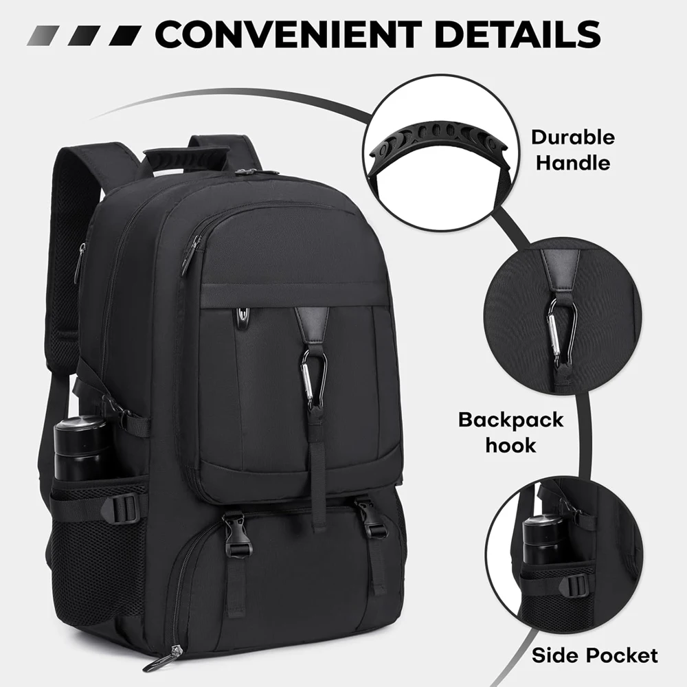 

1pcs Large 50L/80L Travel Backpack Carry on Durable Laptop Compartment for 17-18Inch Laptops Men And Women Hiking Airplane Shoes