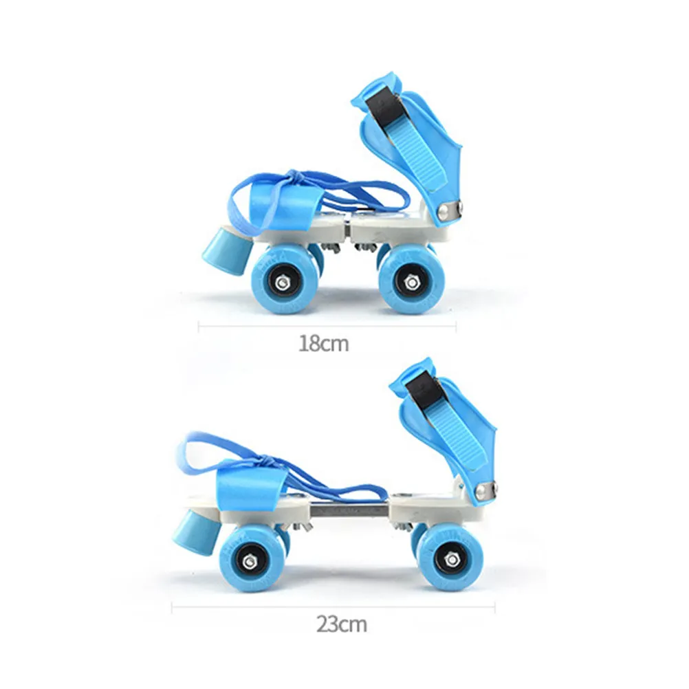 

Double Row Skate Shoes Four Wheels Enhanced Safety Adjustable Strap Lace Closure Size 25-32 Blue Gift