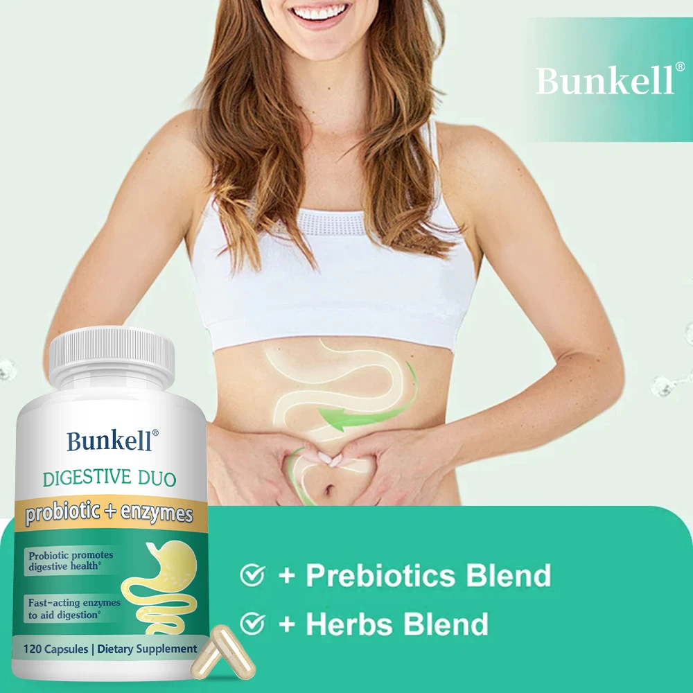 

Probiotic + Enzyme Supplements - Promote Digestion and Gut Health in Adults, Enhance Nutrient Absorption, and Relieve Bloating