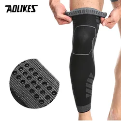 Maniche a compressione per gambe lunghe AOLIKES, supporto per ginocchio lungo con ginocchiera a manica intera proteggi basket, calcio, sollievo dal dolore al ginocchio