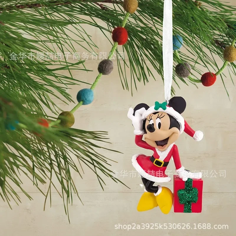 Disney-figuras de Anime de Mickey Mouse y Minnie, decoración de árbol de Navidad, colgante de coche, adornos de habitación, modelo de juguetes para niños, regalos