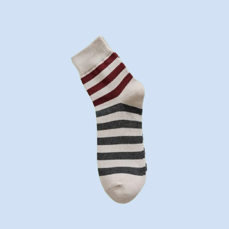 3/5 Pairs Thick Men's Pure Cotton Spring and Autumn Striped Men's Socks Autumn and Winter Men's Cotton Socks Middle-tube Socks