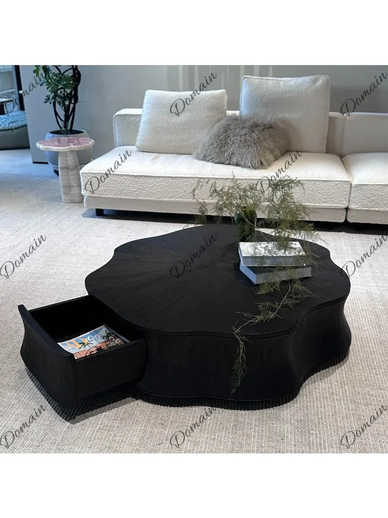 81 N Lotus Water Lily Coffee Table Italian Minimalist Irregular Black Tea Table for Living Room Modern Simple Design