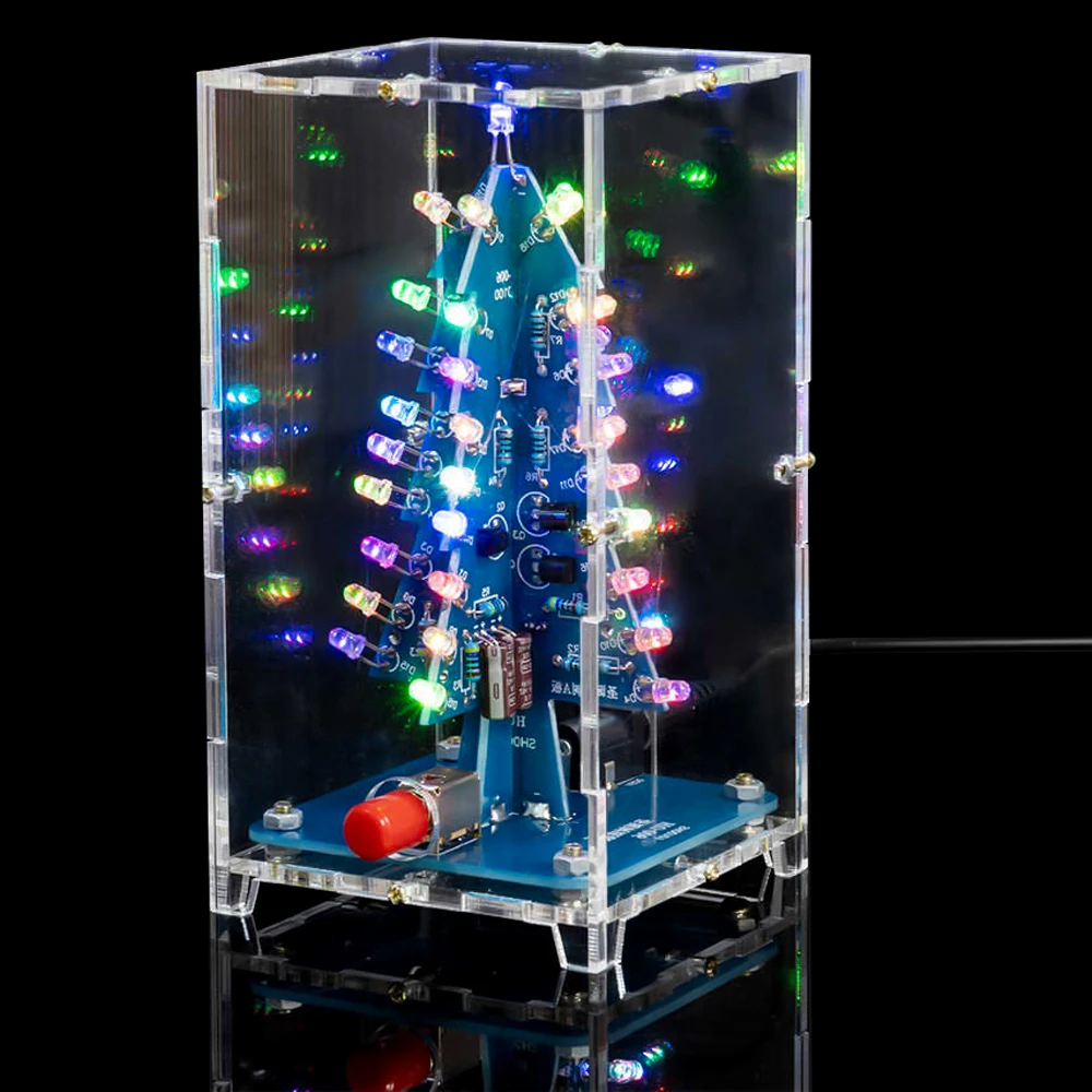 LED DIY Electronic Kit Colourful Christmas Tree Diy Soldering Kit Project With Shell DC 5V USB Power Supply