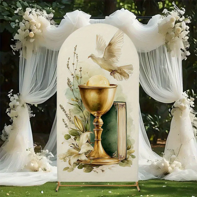 VIKAMA Hintergrund mit christlichen Sakramentsymbolen, perfekt für Hochzeiten, Partys, Geburtstage und Fotoshootings