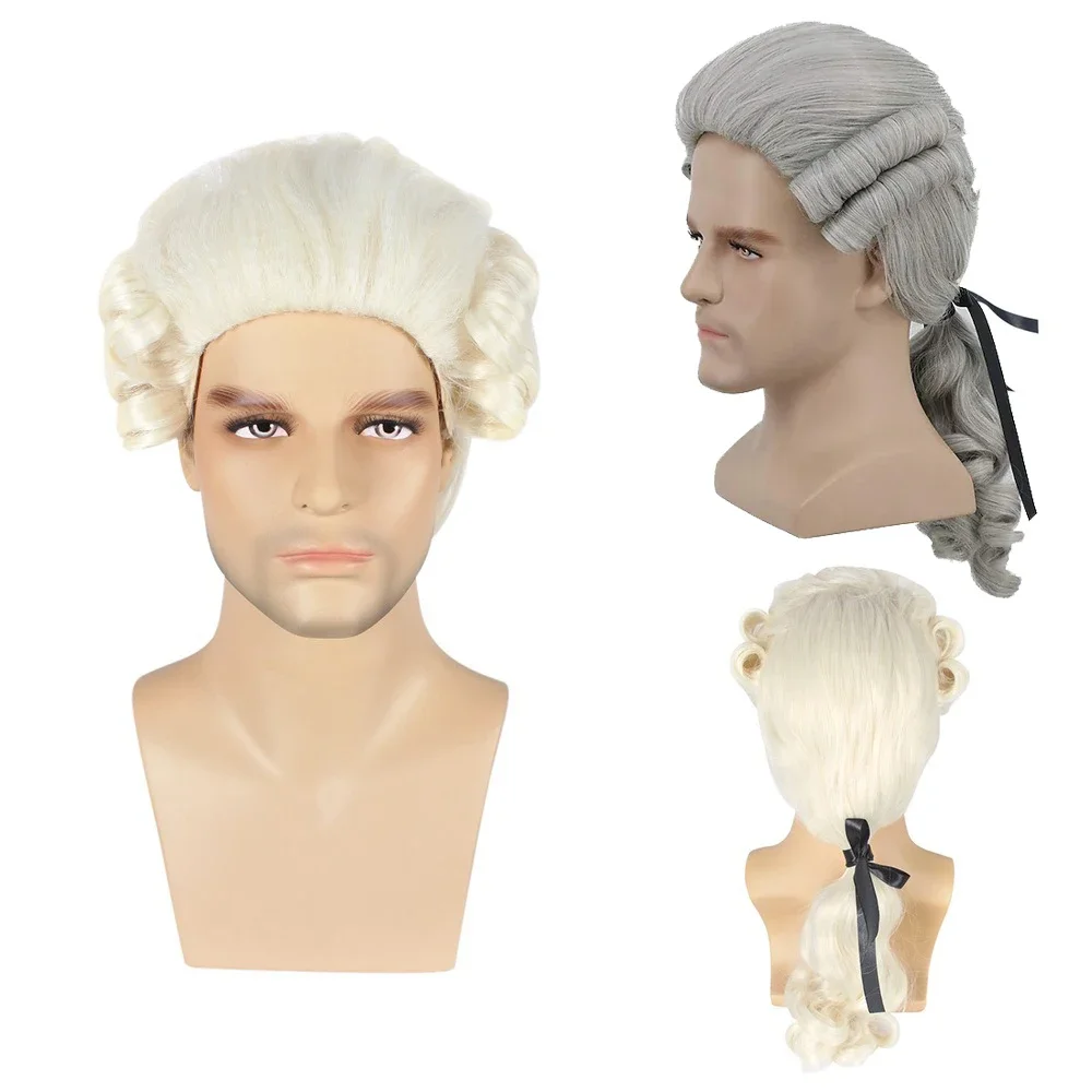 Peluca judicial para juego de rol, tocado de cola de caballo para abogado, bola, Mozart, ropa de juego de rol, tocado de vestir