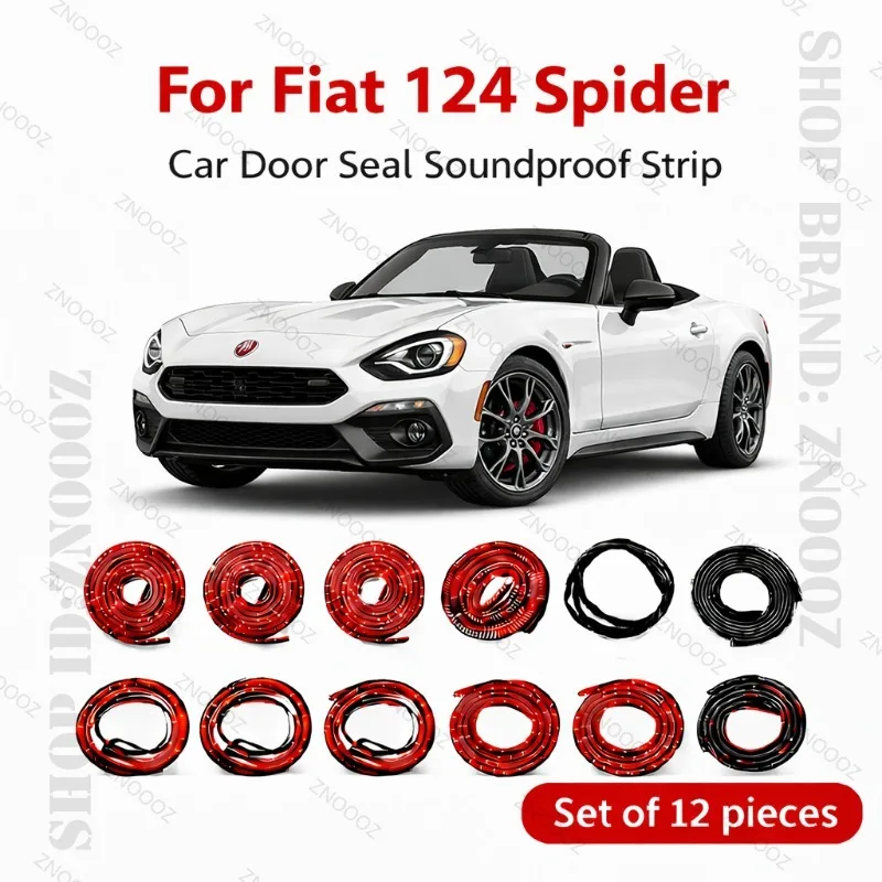 

For Fiat 124 Spider Car Door Seal Strip Rubber Double Layer Soundproof Dustproof Waterproof Door Weatherstrip 12PCS Set