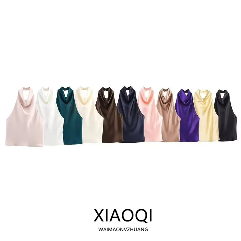 Silk Satin Bal Hanging Neline Top f Skirt Women's Faion New Arrival Summer 2025 Ele Casual Set for Adults