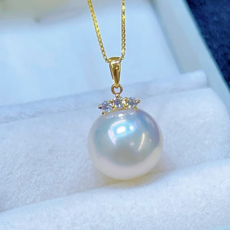 

SGARIT ювелирные изделия, инкрустация золотом 18 карат, натуральный жемчуг Эдисона, кулон, сильный свет, большой белый 13-14 мм, жемчужное ожерелье «сделай сам» для женщин