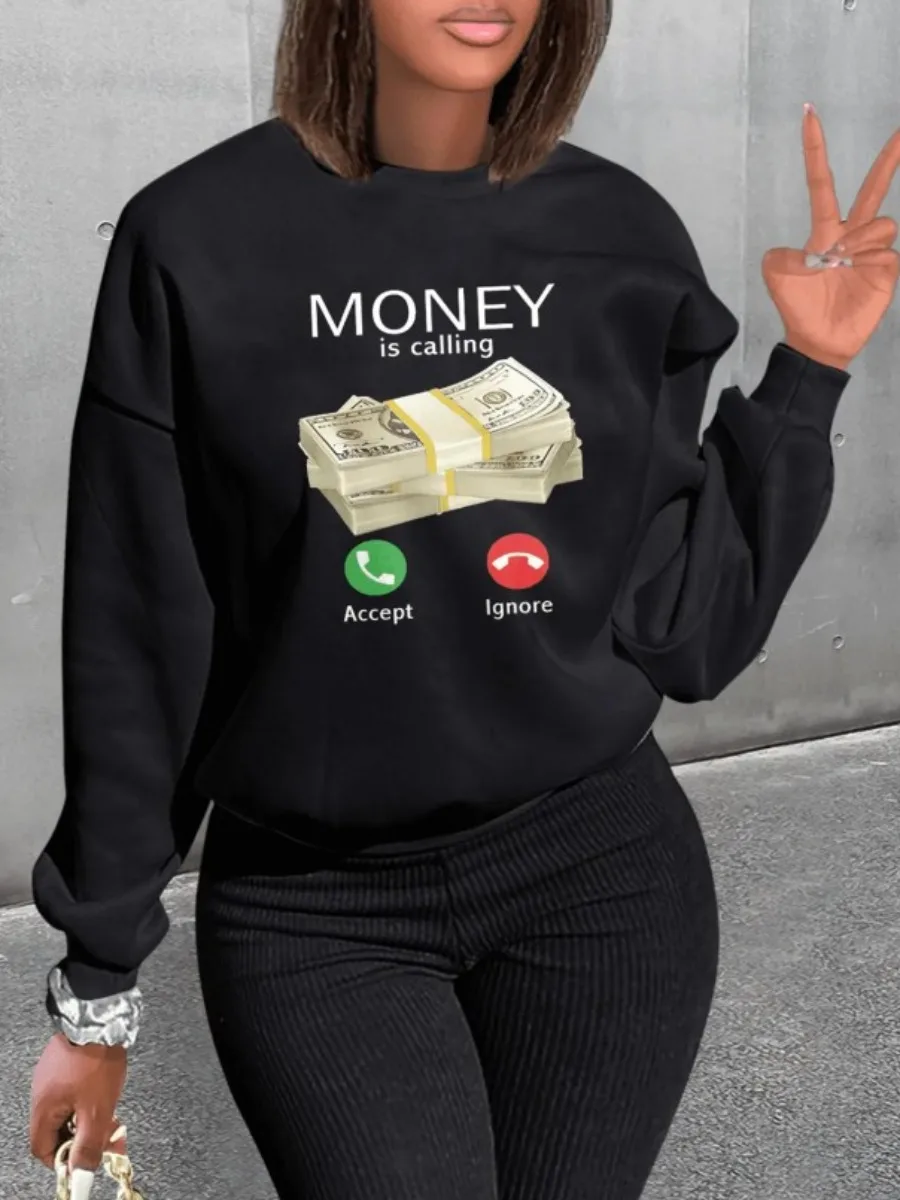 Money Letter Print Sweatshirt BOLUBAO Fashion Brand Women\'s Hoodies New Spring Autumn Casual Hoodies Sweatshirts  Top Hoodies Sw