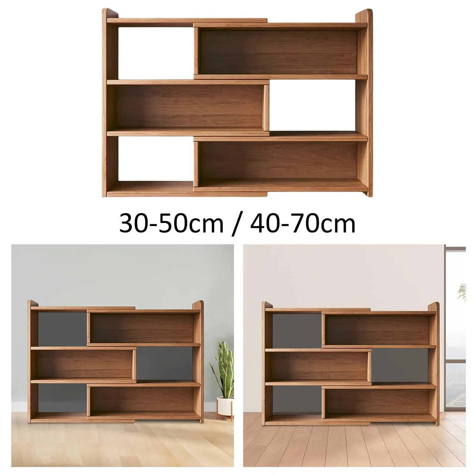 Wooden Bookcase Modern Storage Organizer for Living Room Study Room Indoor