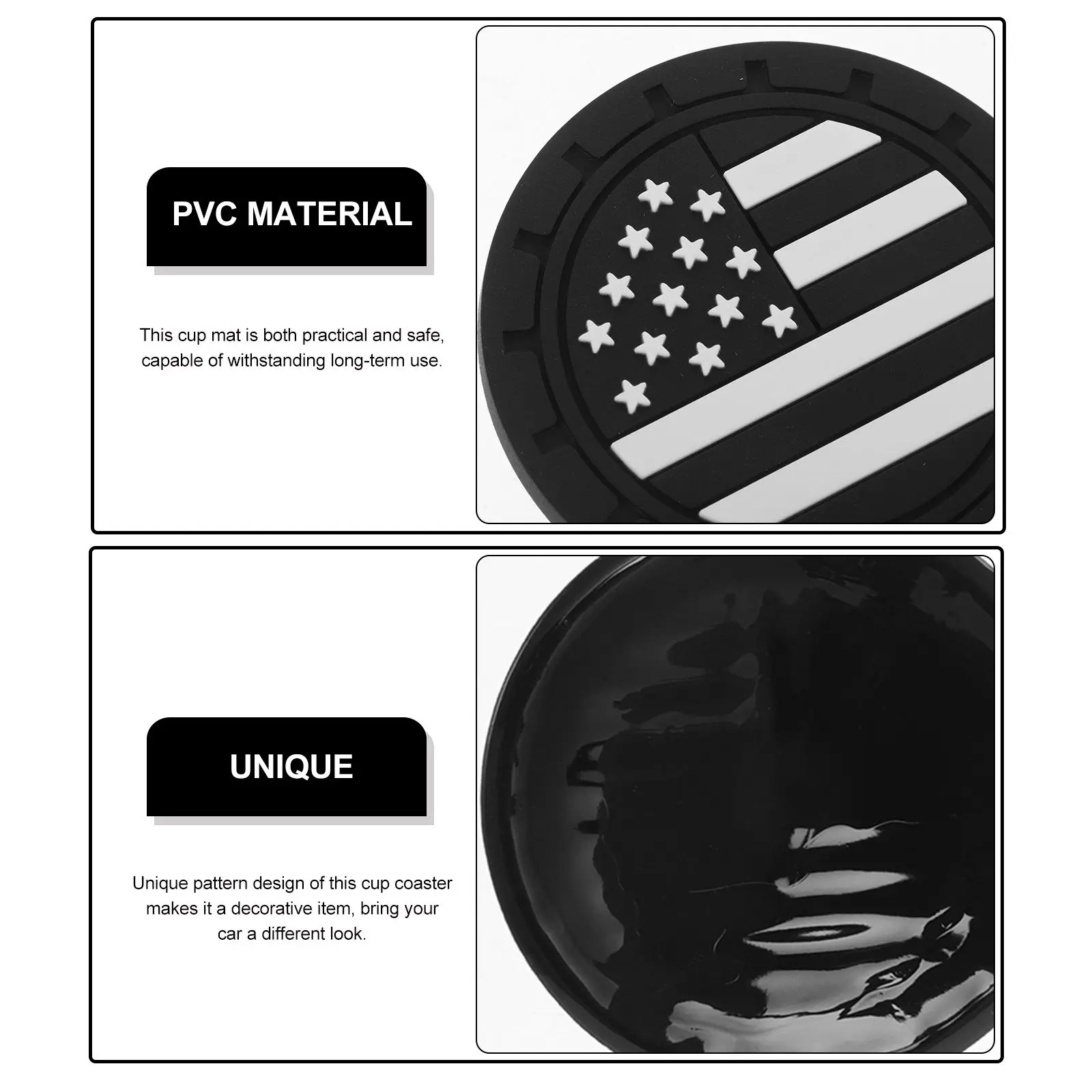 

4PCS Car Coaster American Flag Rubber Protector Truck Accessories AntiSlip HeatResistant Cup Holder Inserts Vehicle Coasters Car