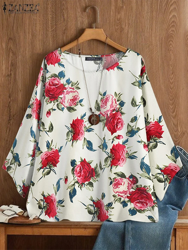 

Casual Loose Autumn Blouse Long Sleeve Tops Fashion O-Neck Tunic Bohemian Floral Pullovers Oversized Elegant Blusas 2025 ZANZEA