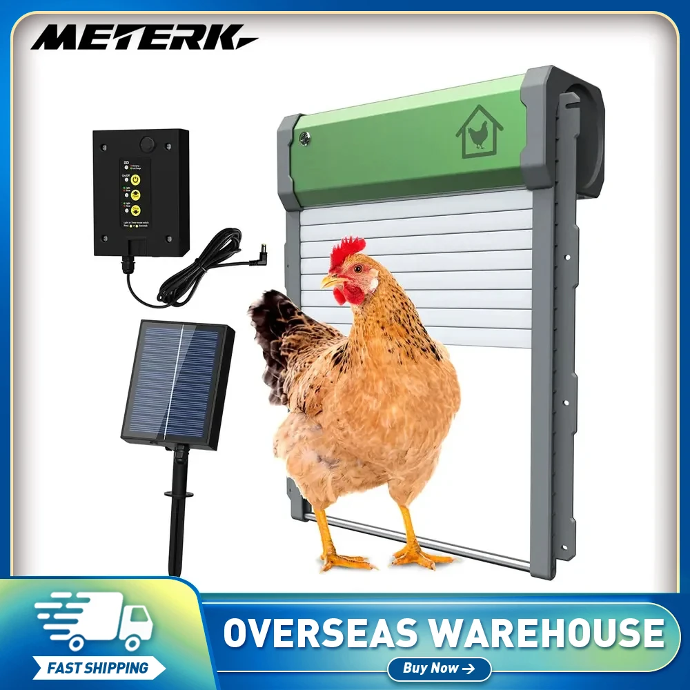 Auto Chicken Coop Door Solar Powered Chicken Door with Timer / Light Sensor / Manual Mode Aluminum Alloy Automatic Chicken Door