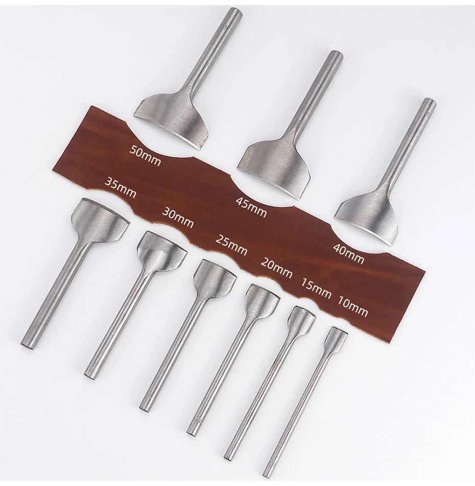 Qjh 9 Größen Leder bogen kurvens ch neider Bastel gurt Gürtel DIY Bogen flacher Kurve Ende Ecke plattiert Stanz werkzeug 10-50mm – Detail 2