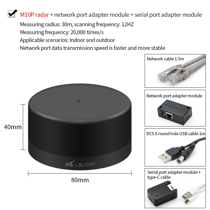 Radar laser N10 Leishen autorizzato intelligente TOF antiriflesso M10 interno ed esterno universale 30 m di portata impermeabile ROS2