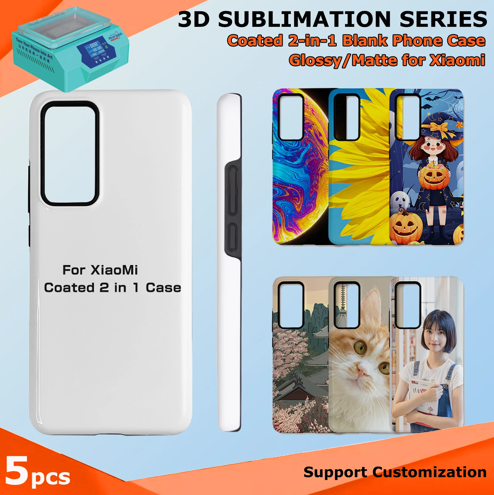 

Fonlyu 5pcs Coated 2 in 1 Phone Cases Blanks for Xiaomi 15 14 13 12 11 Series 3D Sublimation Heat Transfer Printing Covers