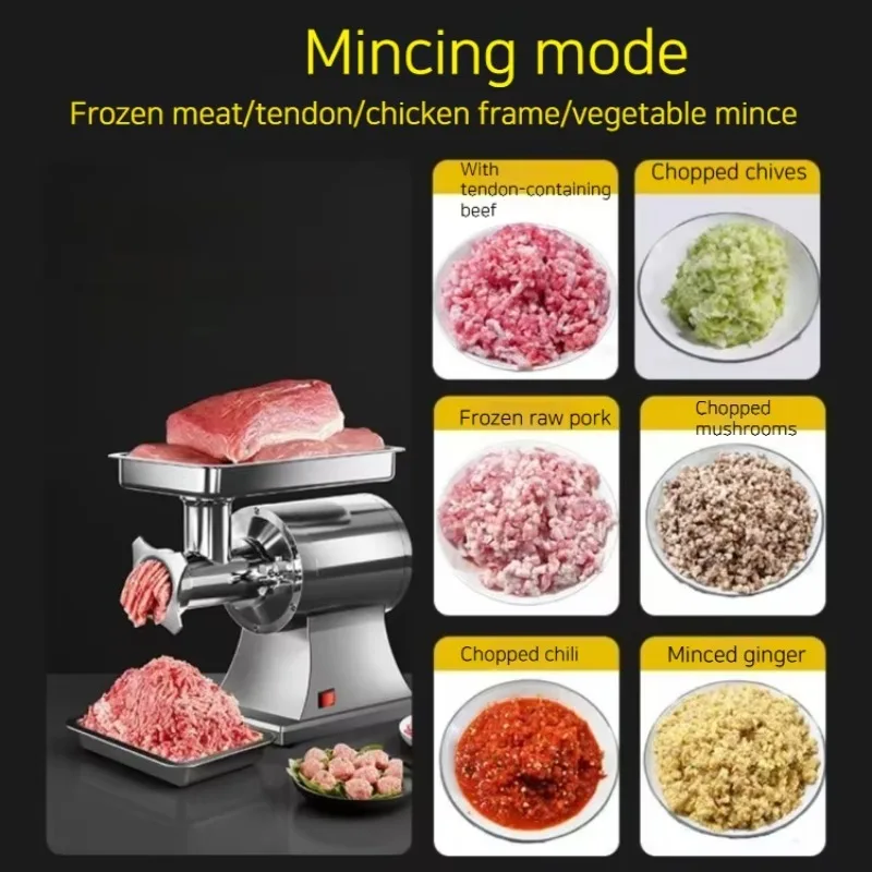 New Commercial Industrial High-power Stainless Steel Multi-functional Fully Automatic Meat Mincer 110V/220V up to 400kg/h