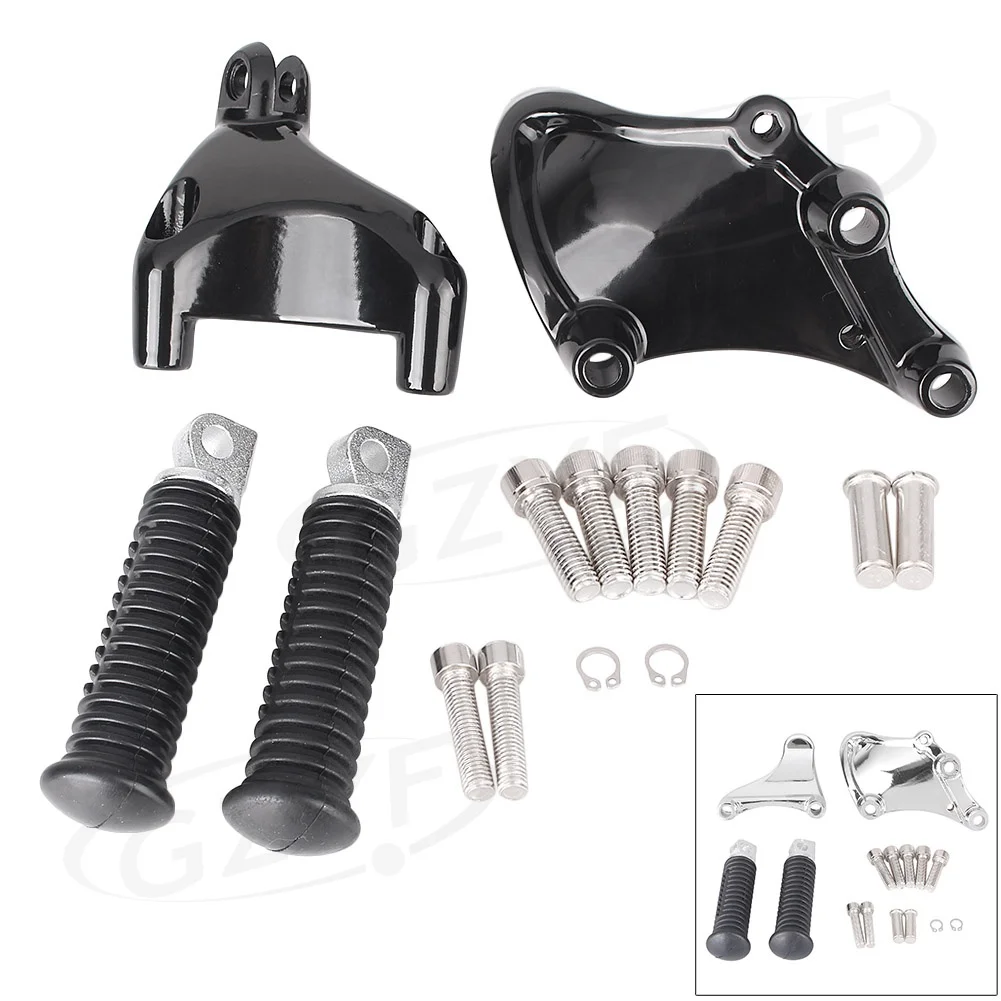 Motorcycle Foot Pedal Mount Footrest Peg Set For Harley Davidson Sporster XL 883 1200 2014 2015 2016 2017 Black/Chrome