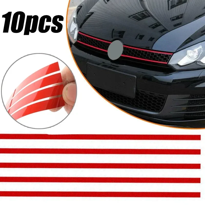 Car Front Hood Grill Sticker Decoration Fashion Car Body Exterior Styling Mouldings Red Stickers Decor