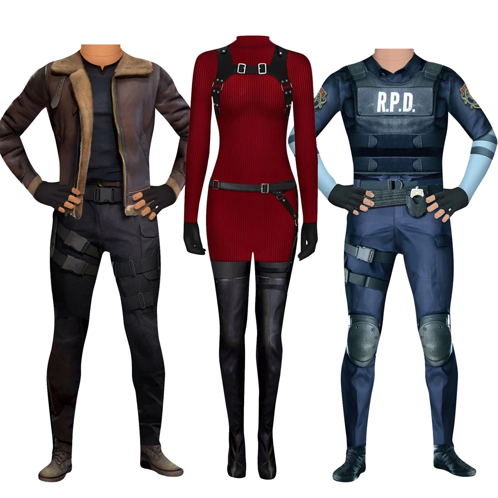 Disfraz de Cosplay de Ada Wong en 3D, Ropa de Resident 4 Remake, Vestido Rojo de Ada para Mujer, Juego de Disfraces de Halloween con Zapatos