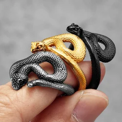 Stainless Steel Men Rings Viper Animal Snake Punk Trendy for Women Biker Fashion Jewelry Halloween Creativity Gift Wholesale