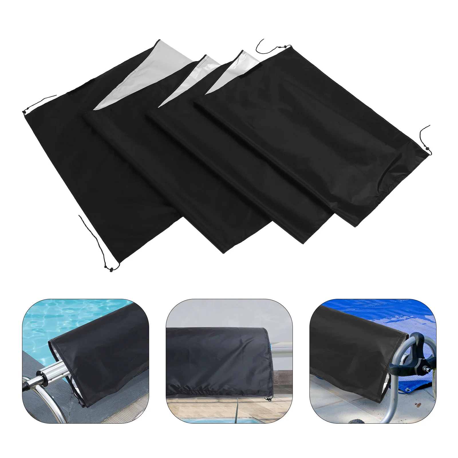 

Swimming Pool Cover Heavy Duty Waterproof Black Protective Solar Blanket Cover Roller Reel for Inground Pool Outdoors