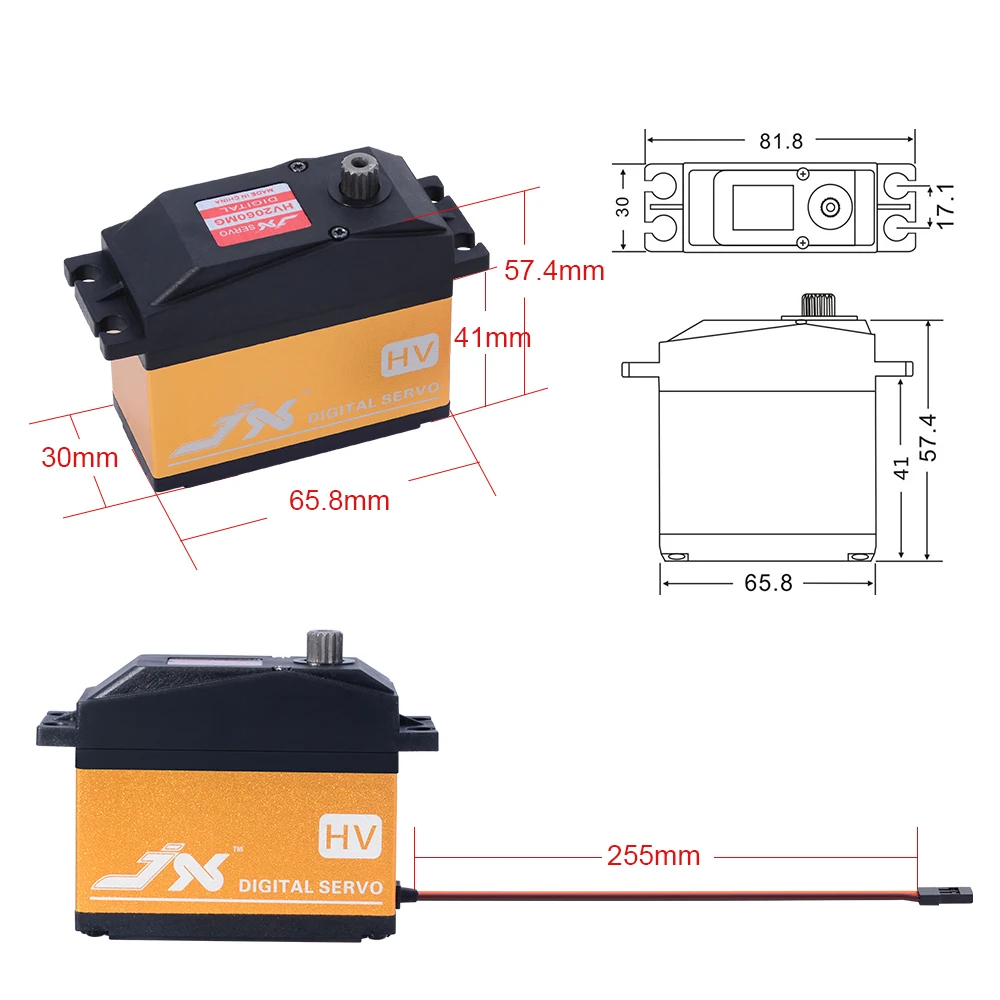 JX PDI-HV2060MG Servo digitale a coppia elevata da 120 gradi 60 kg per parti di elicotteri robot modello RC 1/5 Rc Car