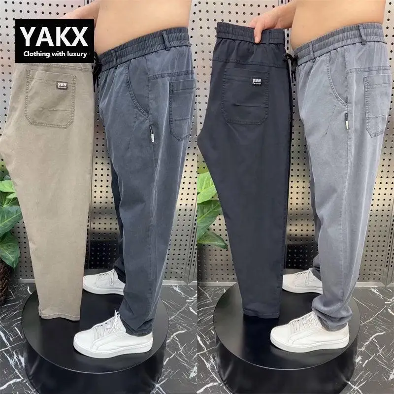 

High-End Silk Denim Dad Jeans Men's New 2026 Loose Straight Casual Trousers Spring Summer Fashion Urban Style Cotton Blend