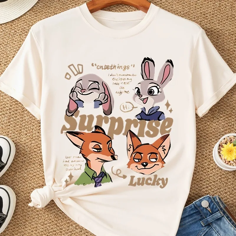 Disney Zootopia Queen Damen T-Shirt Sommer Neue lässige Mode Herren- und Damen-Streetwear