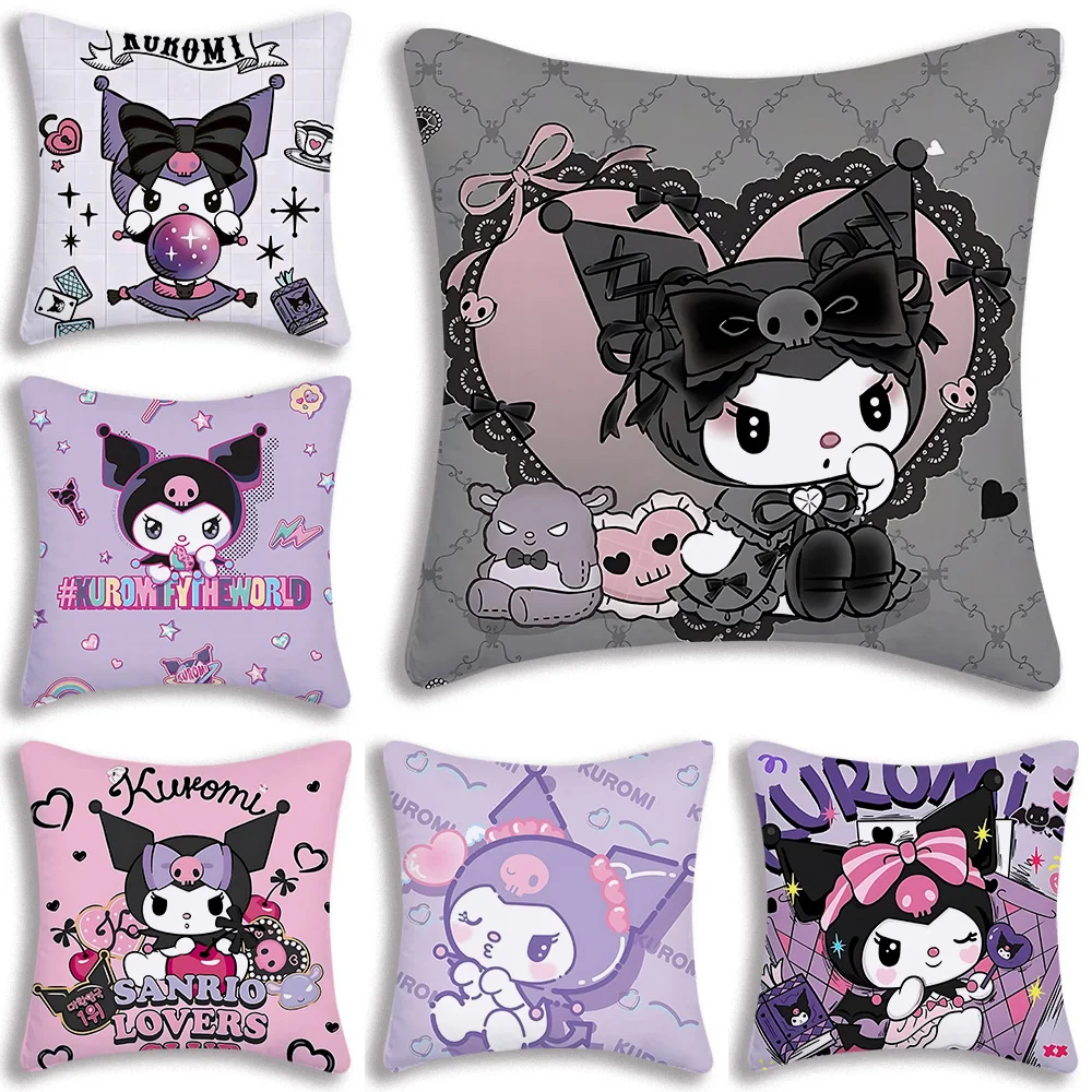 Hot Cartoon Kawaii Kuromis Pillow Covers Cartoon Sofa Decorative Home Double-sided Printing Short Plush Cute Cushion Cover