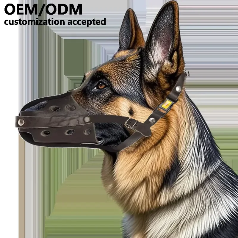 Custom High Quality Imported Leather Dog Muzzle Anti Bite Shock Relief Training for German Shepherd Rottweiler