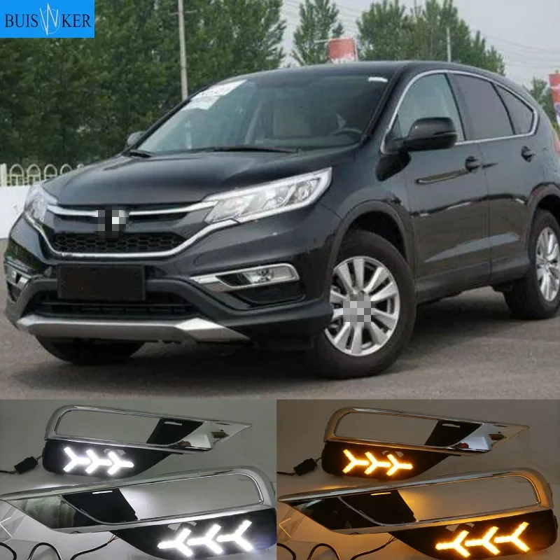 

2pcs For Honda CRV CR-V 2015 2016 DRL Daytime Running Light DRL with Turn signal fog lamp Relay Daylight car style