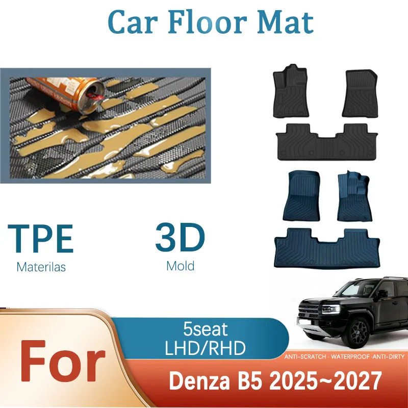 Car Floor Mats For Denza B5 BYD Leopard 5 2025 2026 2027 Anti-dirty Rugs Foot Cover Left Right Hand Driver Pads Auto Acesssories
