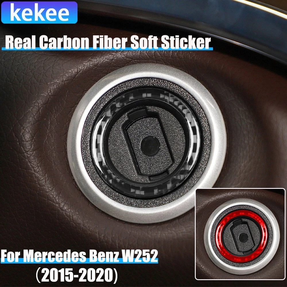 

Real Carbon Fiber Car Accessories Engine Start Key Hole Trim Cover Soft Sticker For Mercedes V Class W447 V250 V260 2015-2020