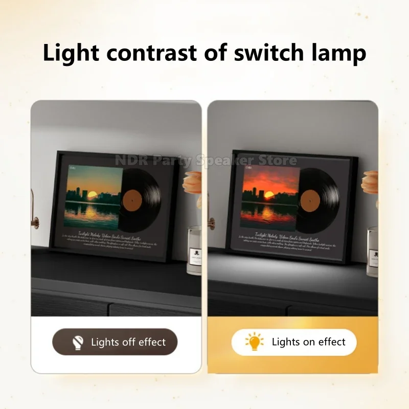 빈티지 블루투스 스피커 빛나는 장식 그림 데스크탑 작은 사운드 박스 비닐 레코드 홈 고품질 생일 선물