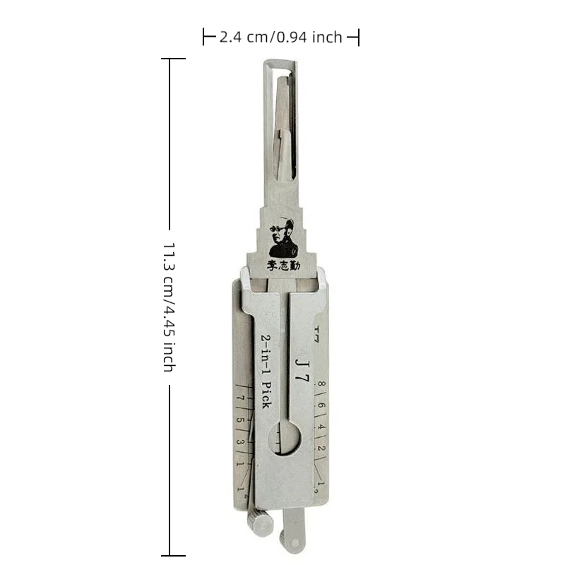 Lishi 2 in 1 Lock Pick J7 Original Ignition Decoder Car Door Open Vertical Milling for FAW J7 Models