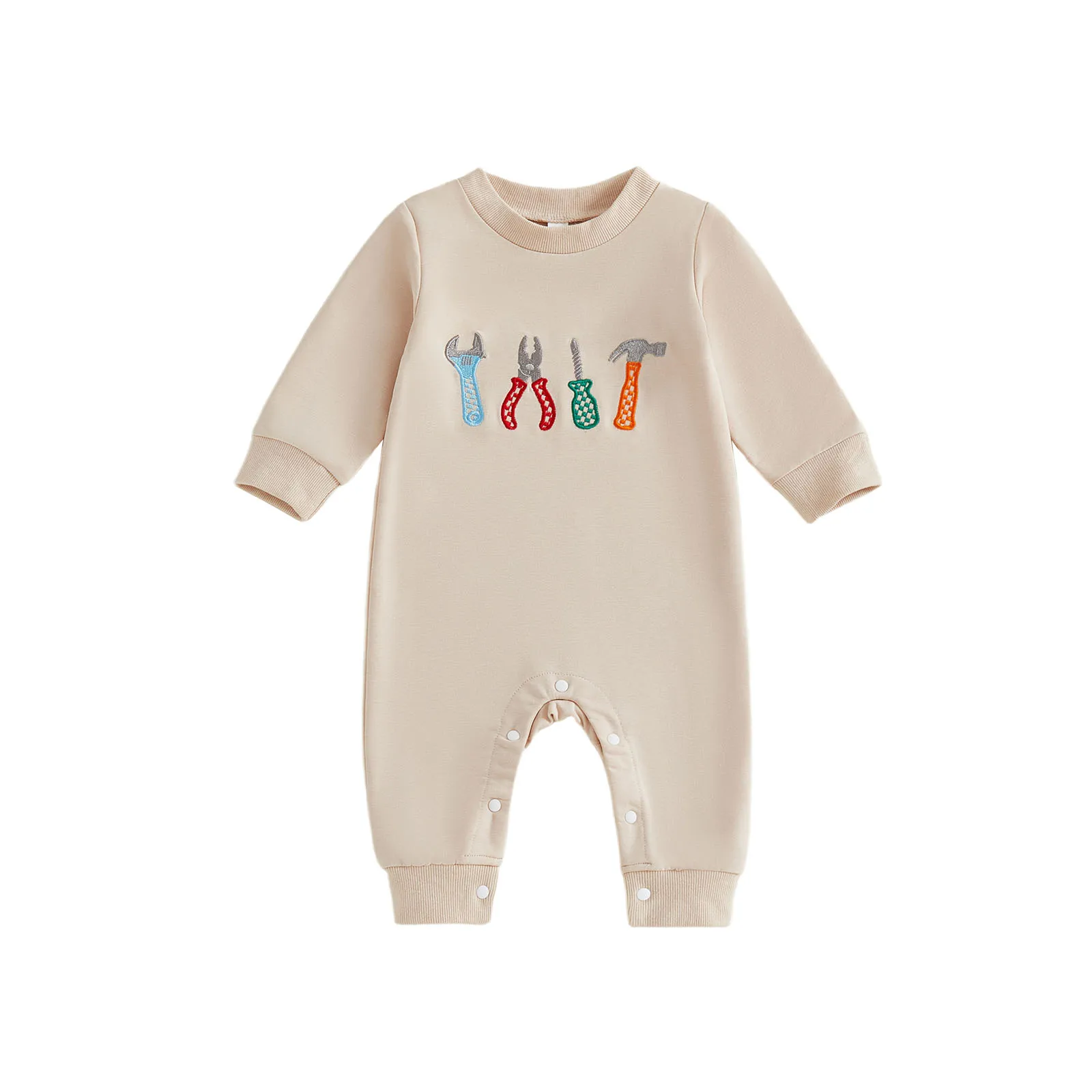 

Осенний комбинезон для младенцев, отвертка, молоток, полный рукав, круглый воротник, наряд для младенцев