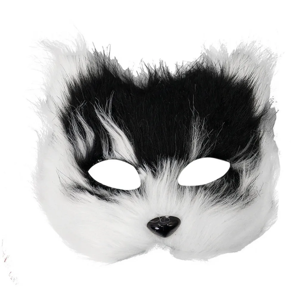 Cos Maschera da gattino sexy Puntelli da prestazione Maschera mezza faccia di Halloween Catwoman Festa da ballo in peluche