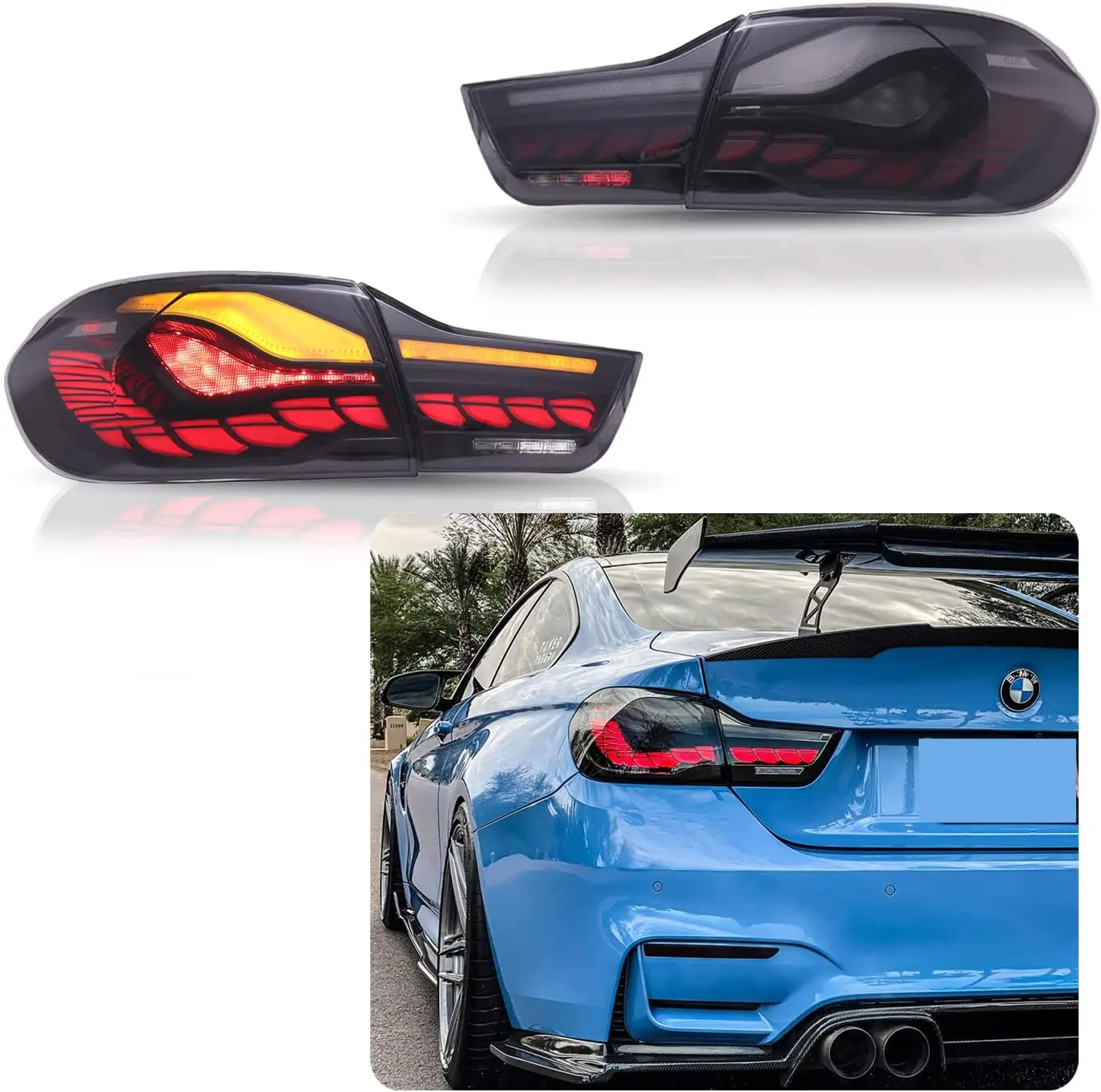 

Inginuity Time OLED Tail Lights For BMW M4 GTS F32 F33 F82 F36 F83 2014-2020 Sequential Start Up Animation Black Rear Lamps