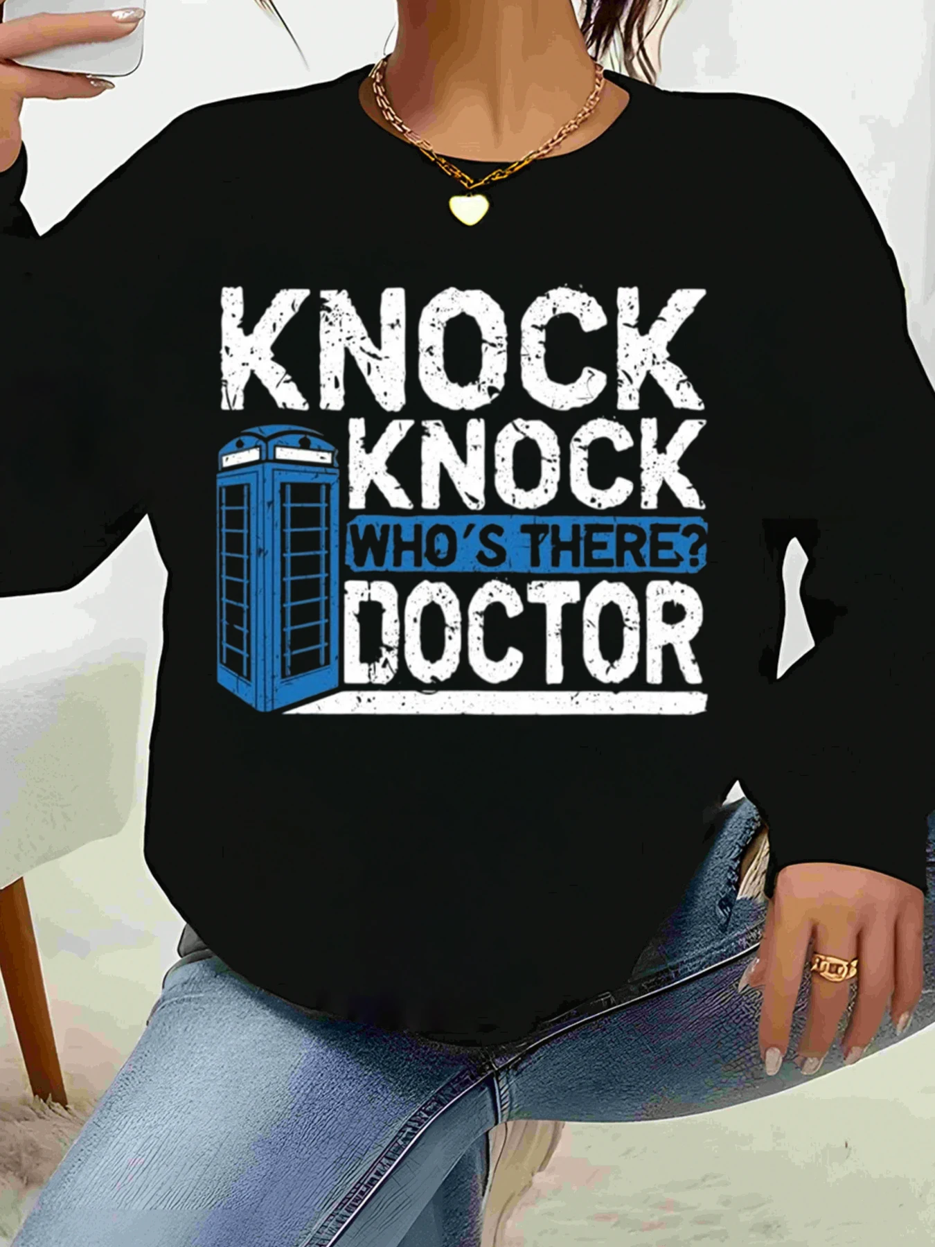 

Свитер с длинными рукавами с принтом Dr. Tardis, обязательный для любителей научных фантазий, женская повседневная одежда