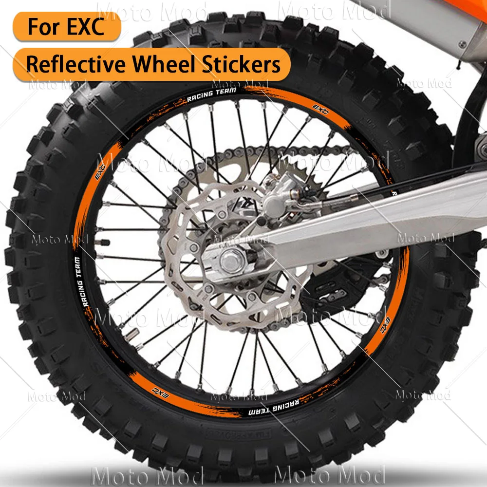 EXC Wheel Sticker Reflective Motorcycle Rim Decals Stripe Tape For KTM 125 200 250 300 350 400 450 500 525 530 EXC-F