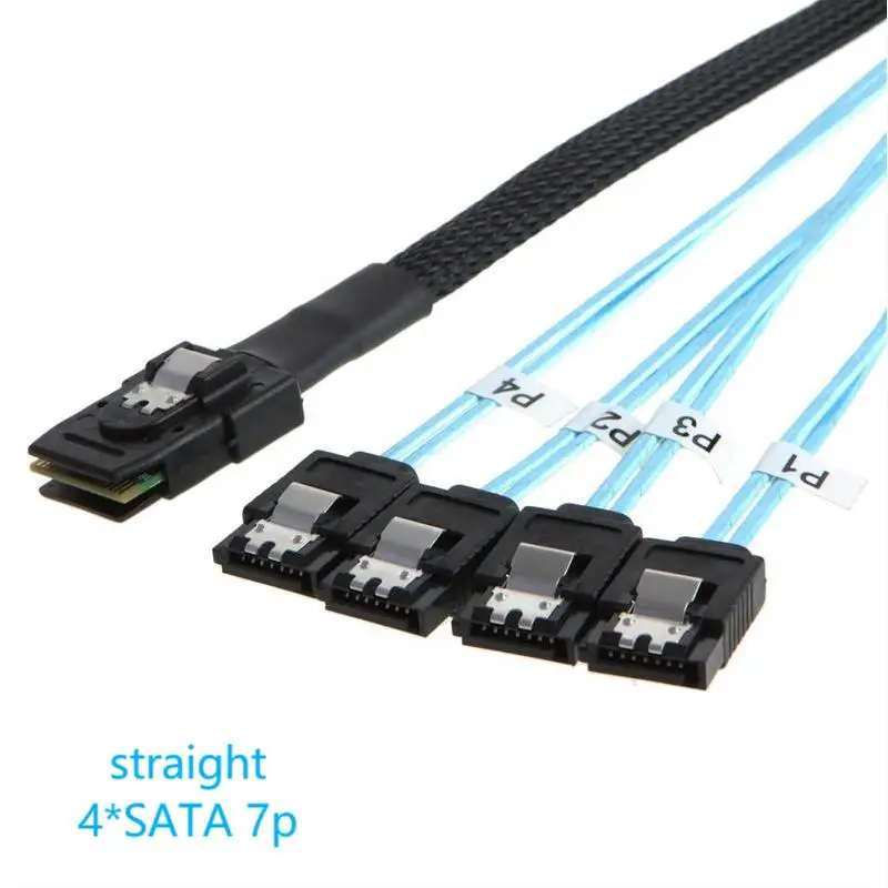 For servers sata Cabo SFF-8087 36P to 4  SATA 7P Cable Mini SAS Male To 4 90degree angle SATA 7P Female 12Gbps Disk Data Cable