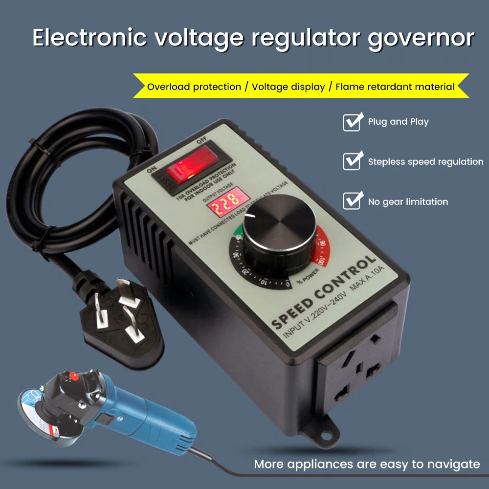 Imagem -03 - Motor Velocidade Controller Regulador Eletrônico de Tensão Máquina Fan Stepless Velocidade Control Switch ue Reino Unido Eua Auplug 110v 220v 4000w ac