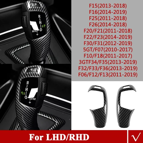 Imagen 2 del producto Perilla de palanca de cambios ABS 2 en 1, cubierta de Panel, molduras de Marcos, textura de fibra de carbono para BMW 1 2 3 4 Series F20 F21 F22 F23 F30 F31 F32 F36 F34