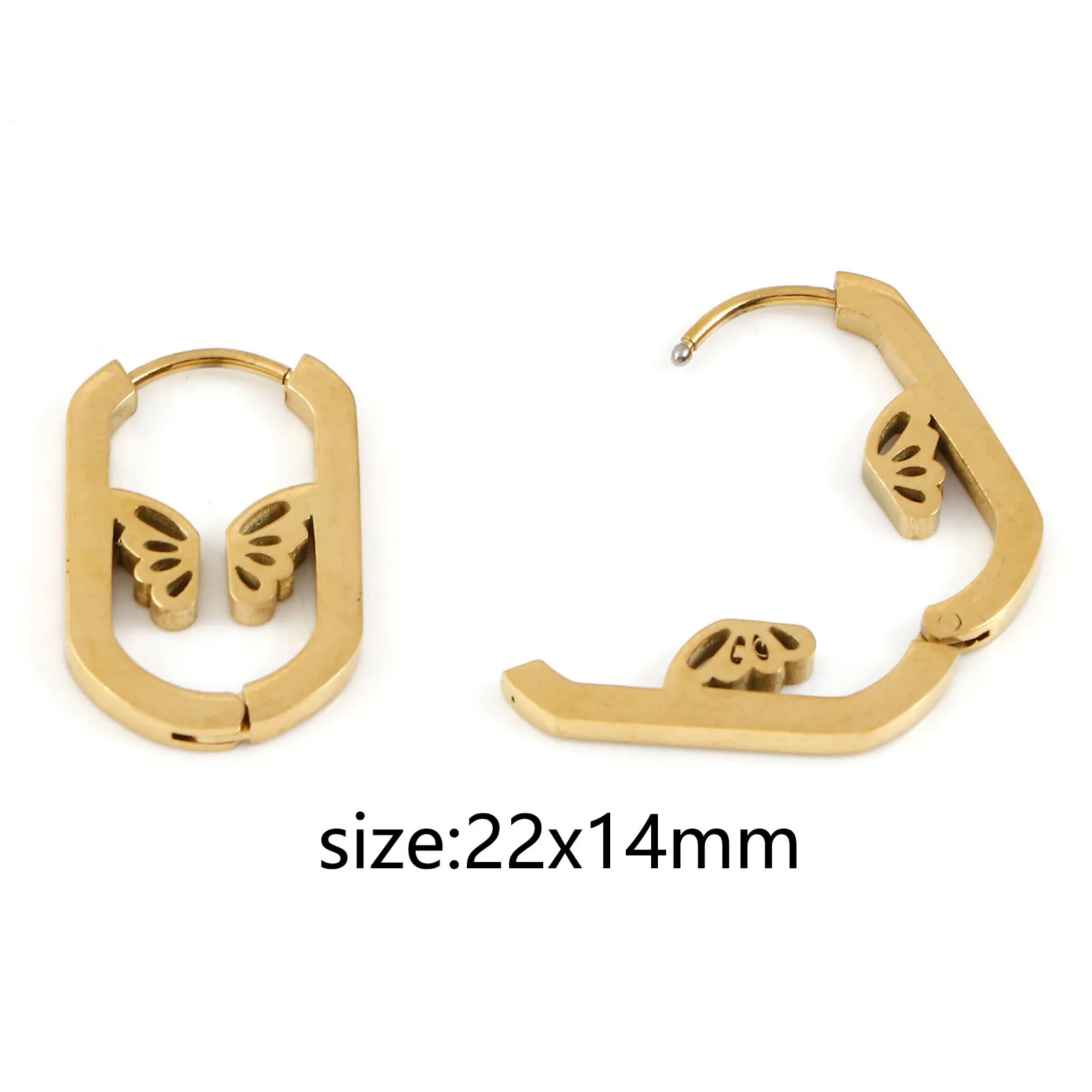 Stainless Steel Oval Butterfly Earrings For Women Gold/Silver Color Fashion Hoop Earrings Girl Party Jewelry Gifts 22x14mm,1Pair