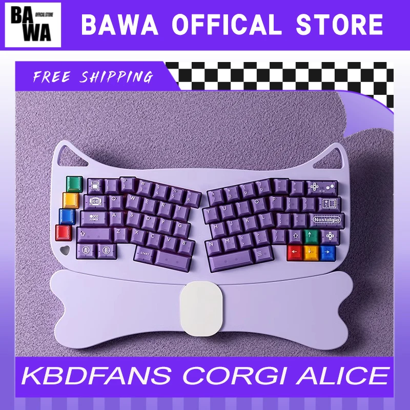 Kbdfans Corgi Alice Keyboard Kit Aluminium Alloy 3modes 65% Layout Gasket   Mechanical Keyboard Kit Custom Accessories With Tray