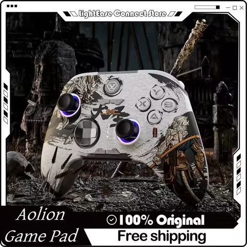 New Aolion Wireless Gamepad Gaming Controller Compatible With Pc/Switch/Ios/Android/Steam Black Myth Wukong Rgb Hall Effect